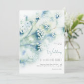 Kleine witte bloemen bruiloft kaart (Staand voorkant)