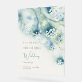 Kleine witte bloemen bruiloft welkom acryl bord (Hoek)