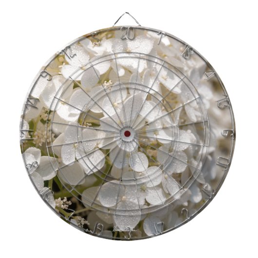 Kleine witte bloemen dartbord (Voorkant)