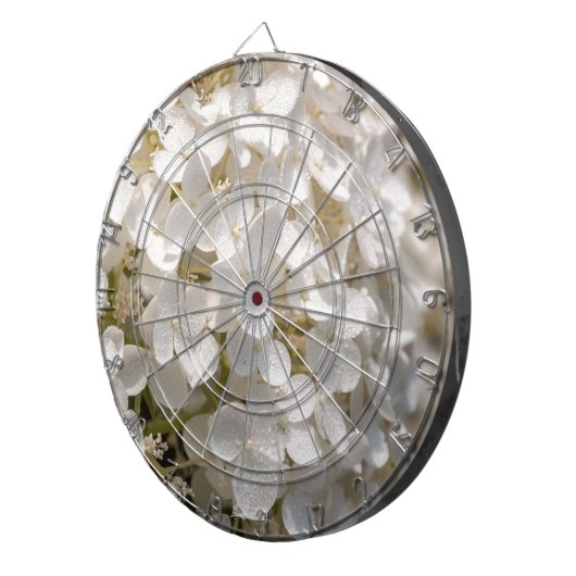 Kleine witte bloemen dartbord (Voorkant Rechts)
