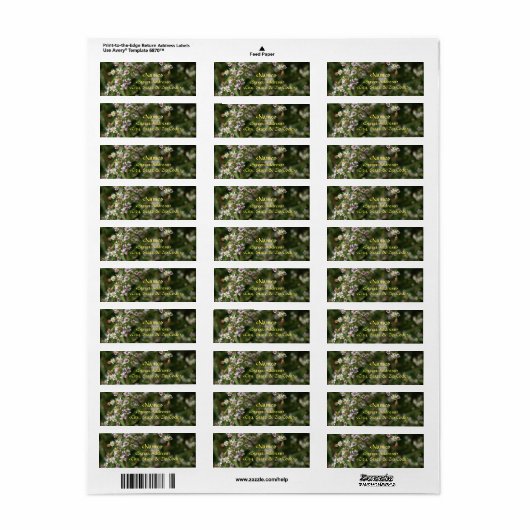 Kleine witte bloemen etiket