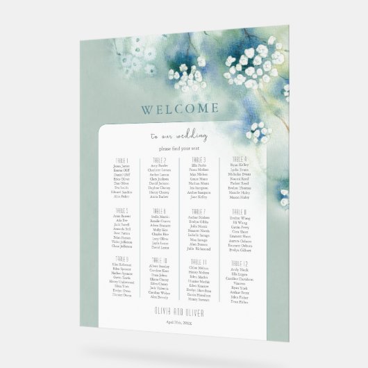 Kleine Witte Bloemen Huwelijk Welkom Zitting Grafi Acryl Bord (Hoek)