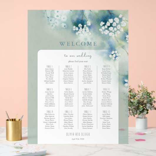 Kleine Witte Bloemen Huwelijk Welkom Zitting Grafi Acryl Bord (Huwelijk)