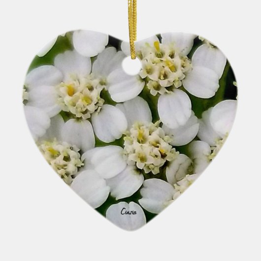 Kleine witte bloemen Keramisch Ornament (Voorkant)