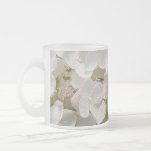 Kleine witte bloemen matglas koffiemok (Links)