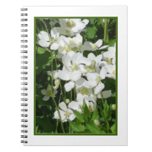 Kleine witte bloemen notitieboek