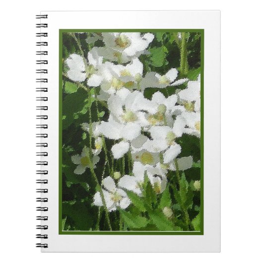 Kleine witte bloemen notitieboek (Voorkant)