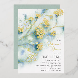 Kleine Witte Bloemen Oefenavondmaal Folie Uitnodiging