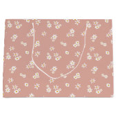 Kleine witte bloemen op roze - naadloos patroon. groot cadeauzakje (Voorkant)