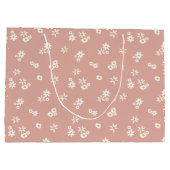 Kleine witte bloemen op roze - naadloos patroon. groot cadeauzakje (Achterkant)