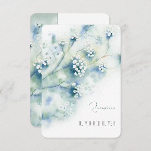 Kleine Witte Bloemen Receptie Enclosure Kaart (Voorkant / Achterkant)