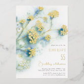 Kleine witte bloemen verjaardag elke leeftijd folie uitnodiging (Voorkant)