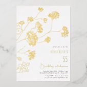 Kleine witte bloemen verjaardag elke leeftijd folie uitnodiging (Voorkant)