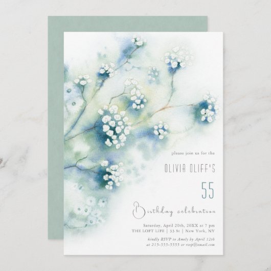 Kleine witte bloemen verjaardag elke leeftijd kaart (Voorkant / Achterkant)