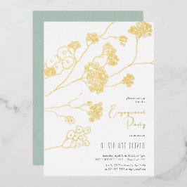 Kleine Witte Bloemen Verlovingsfeest Folie Uitnodiging