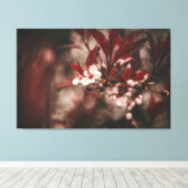 Kleine witte bloesems canvas afdruk (Insitu (Houten vloer))