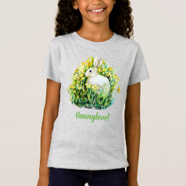 Kleine witte bunny en bloemen T-Shirt