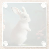 Kleine Witte Bunny en Rozen Glazen Onderzetter (Achterkant)