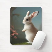 Kleine Witte Bunny en Rozen Muismat (Met muis)