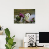 Kleine witte butrerfly op kraan poster (Thuiskantoor)