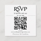 Kleine Witte Chique Moderne RSVP QR Code Bruiloft Informatiekaartje (Voorkant)