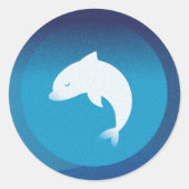 Kleine witte dolfijn ronde sticker (Voorkant)