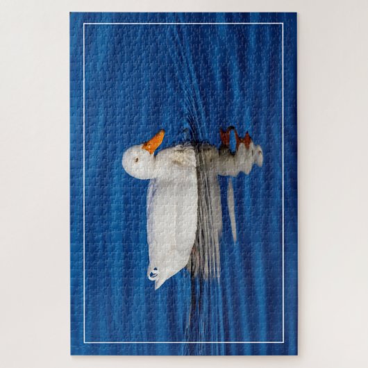 Kleine witte eend in rimpelwater legpuzzel (Verticaal)