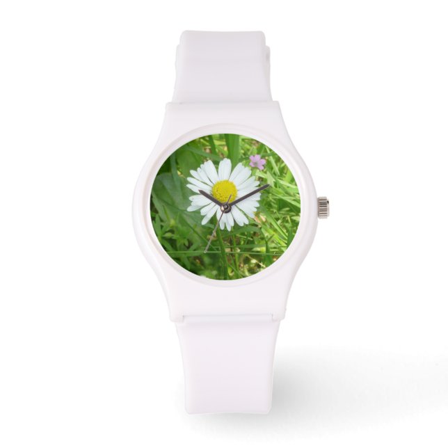  Kleine Witte en Gele Miniatuur Daisy Horloge (Voorkant)