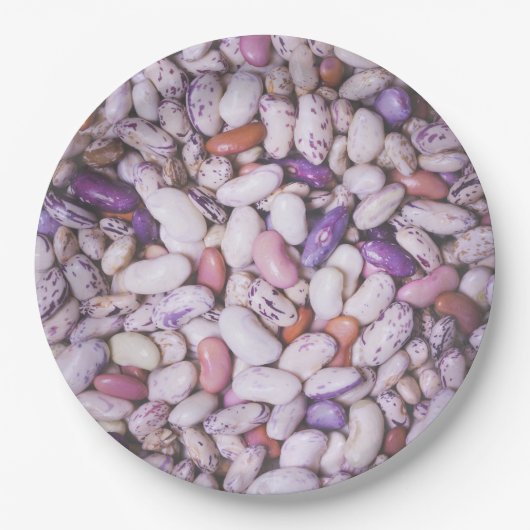 Kleine witte en paarse coole bonen papieren bordje (Voorkant)