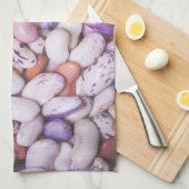 Kleine witte en paarse coole bonen theedoek (Quarter Fold)