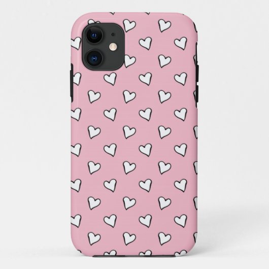 Kleine witte harten op roze Case-Mate iPhone case (Achterkant)