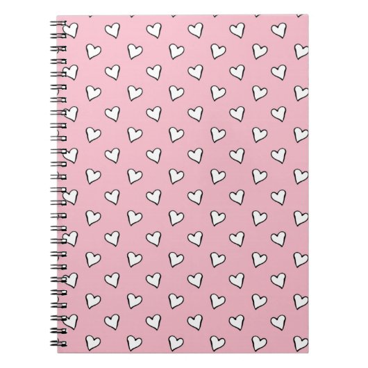 Kleine witte harten op roze notitieboek (Voorkant)