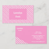 Kleine witte harten patroon op roze visitekaartje (Voorkant / Achterkant)