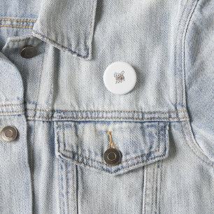 Kleine witte hond in bruine trui cadeau ronde button 3,2 cm