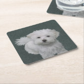 Kleine witte-hondenhuisportret kartonnen onderzetters (Schuin)