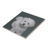 Kleine witte-hondenhuisportret tegeltje (Zijkant)