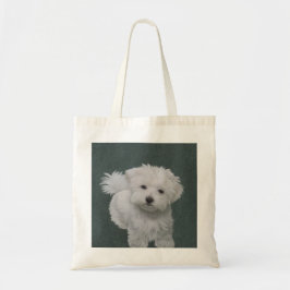 Kleine witte-hondenhuisportret tote bag