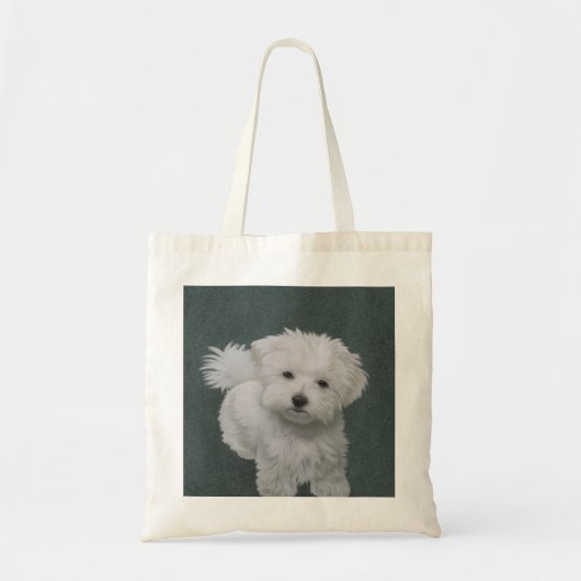 Kleine witte-hondenhuisportret tote bag (Voorkant)
