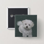 Kleine witte-hondenhuisportret vierkante button 5,1 cm (Voorkant /achterkant)