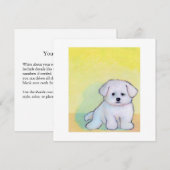 Kleine witte hondenkunst die een schattige Maltese Aankondiging (Voorkant / Achterkant)