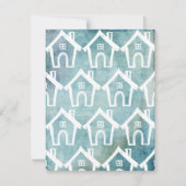 Kleine witte huizen Blauwgroen Grunge We verhuisde Kaart (Voorkant)