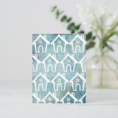 Kleine witte huizen Blauwgroen Grunge We verhuisde Kaart (Staand voorkant)