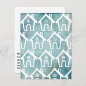 Kleine witte huizen Blauwgroen Grunge We verhuisde Kaart (Voorkant / Achterkant)