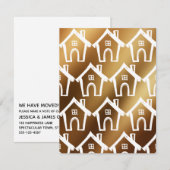 Kleine Witte Huizen Glad Goud Nieuw Adres Kaart (Voorkant / Achterkant)