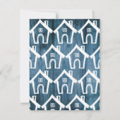 Kleine witte huizen op blauw hout We verhuisden Ka Kaart (Voorkant)