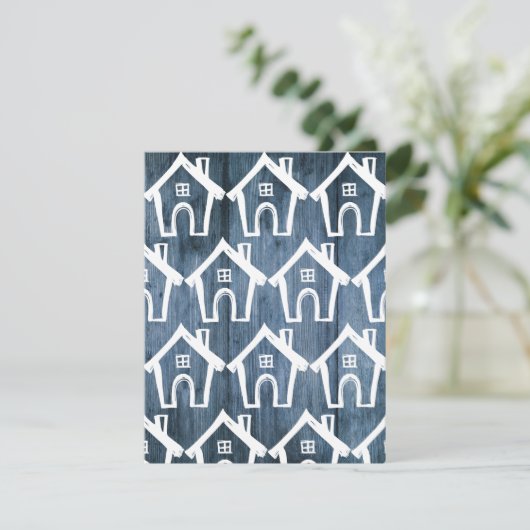 Kleine witte huizen op Blue Wood We Moved kaart (Staand voorkant)