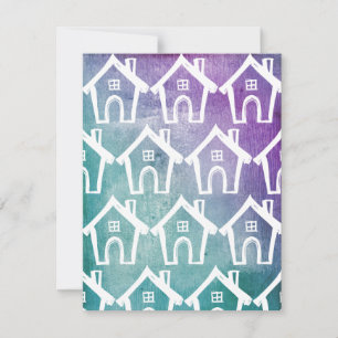 Kleine witte huizen Teal Paarse Verhuis kaart