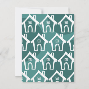 Kleine Witte Huizen Turquoise Cirkels Nieuw Adresk Kaart