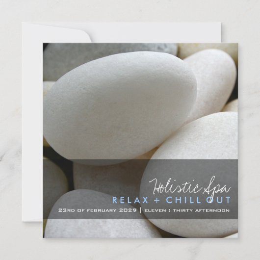 Kleine witte keien Foto Moderne Spa Promotion Kaart (Voorkant)