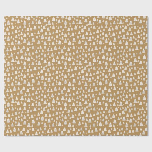 Kleine witte kerstbomen cadeaupapier (Vlak)